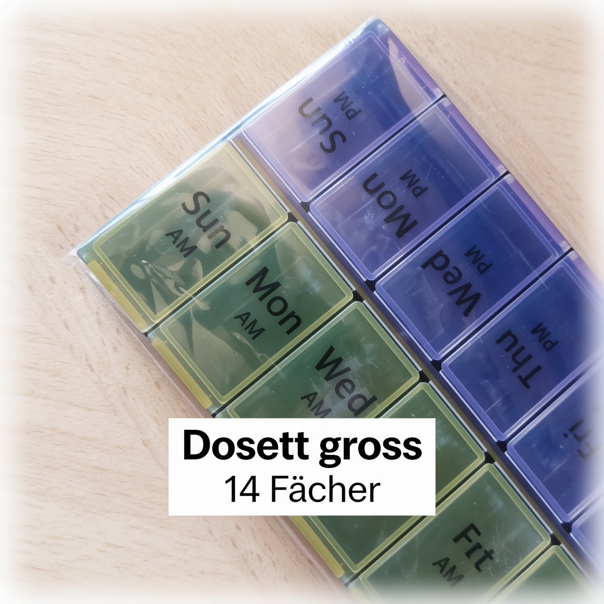 Dosett GROSS – Tablettenbox für 2 x 7 Tage (24 x 12 x 2.2 cm)